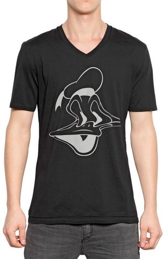 Neil Barrett Donald Duck Print Cotton Jersey Tshirt - Lyst