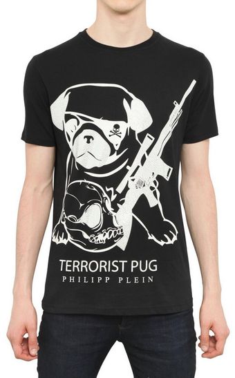 Philipp Plein Swarovski Printed Cotton Jersey Tshirt - Lyst