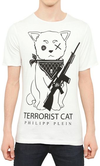 Philipp Plein Terrorist Cat Cotton Jersey Tshirt - Lyst