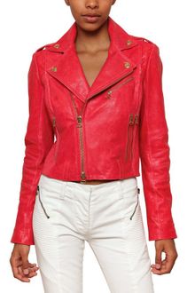Pierre Balmain Lambskin Leather Biker Jacket - Lyst