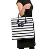 Ralph Lauren Rickie Striped Canvas and Leather Tote in White (white/navy) - Lyst
