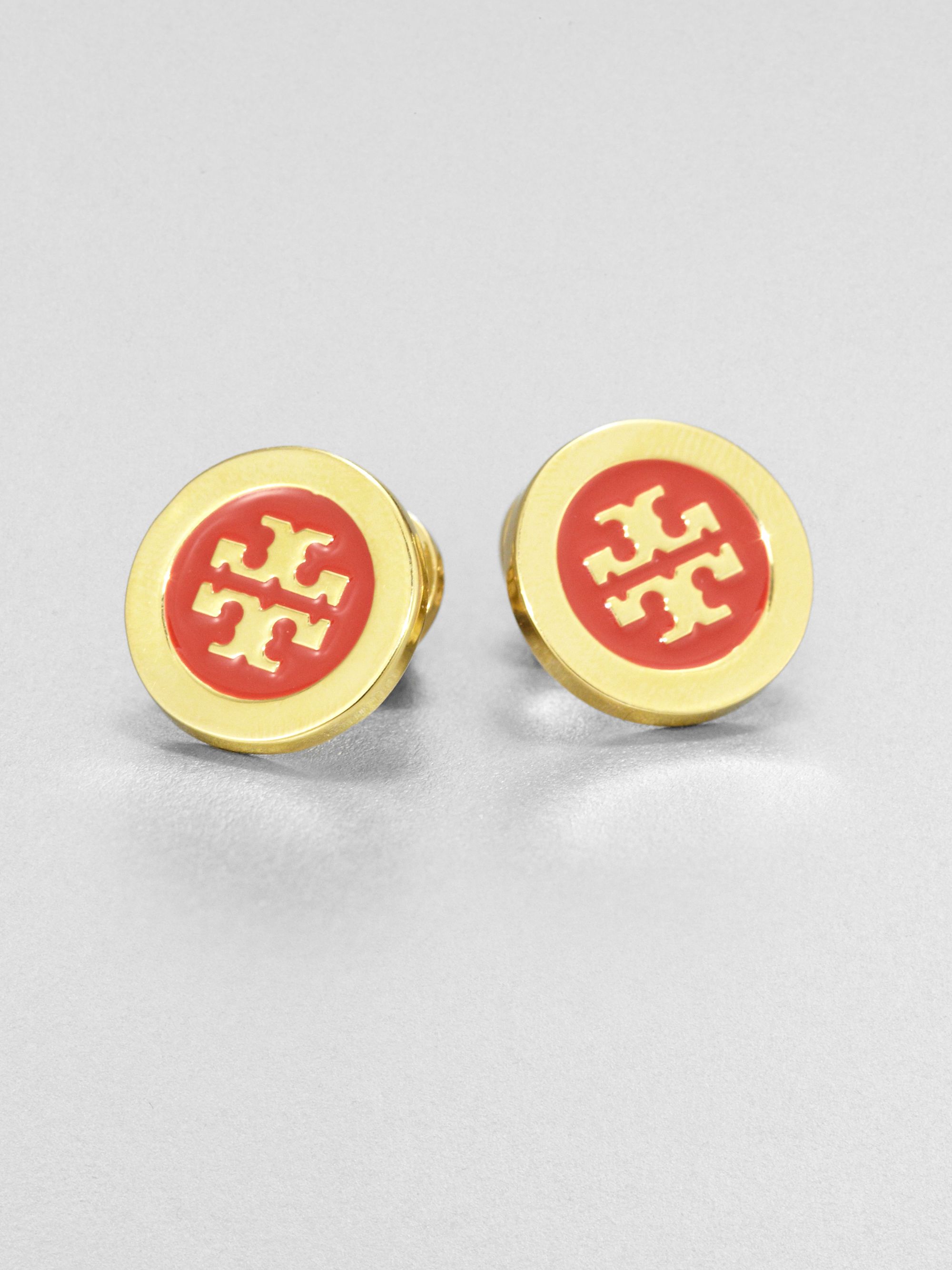 Tory Burch Enamel Logo Stud Earrings in Gold Lyst
