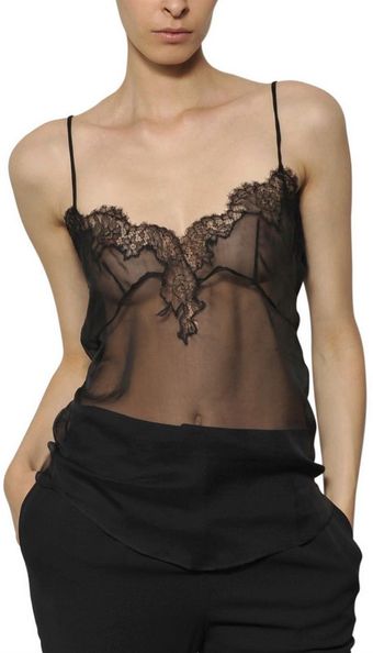 Valentino Lace On Silk Chiffon Top - Lyst