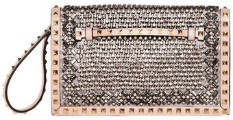 Valentino Medium Rockstud Jewel Embroidered Clutch - Lyst