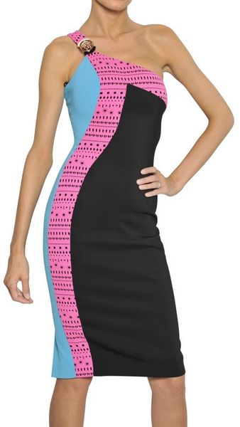 Versace Laser Cut Viscose Cady Dress - Lyst
