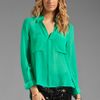Bcbgmaxazria Button Down Pocket Blouse in Green (emerald) - Lyst