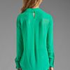 Bcbgmaxazria Button Down Pocket Blouse in Green (emerald) - Lyst