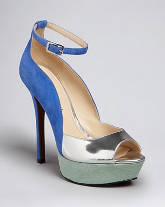 Enzo Angiolini Colorblock Dress Peep Toe Platform Pumps Takeko - Lyst