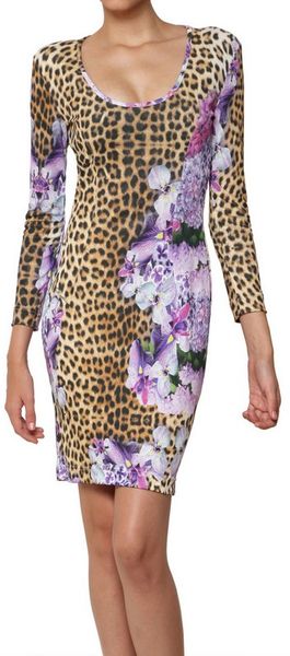 Just Cavalli Printed Light Crepe Jersey Dress - Lyst