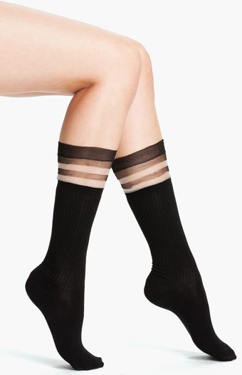 Kensie Crew Socks with Sheer Detail - Lyst