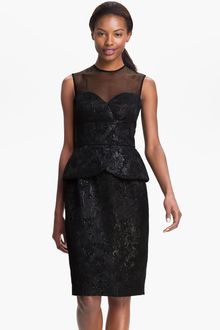 Maggy London Sleeveless Illusion Yoke Peplum Dress - Lyst