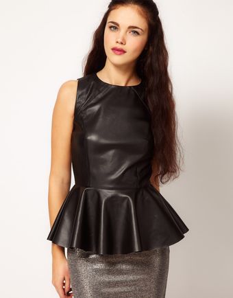 River Island Leather Look Peplum Vest - Lyst