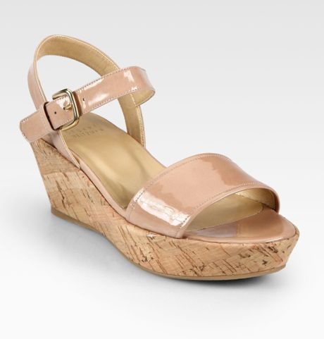 stuart weitzman patent leather wedge sandals