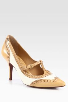 Tory Burch Everly Bicolor Leather T-strap Pumps - Lyst