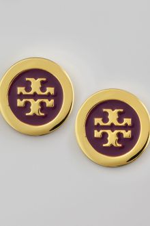 Tory Burch Enamelfill Logo Earrings Fuchsia - Lyst