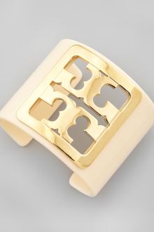 Tory Burch Enamel Framed Logo Cuff - Lyst