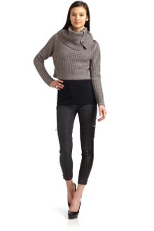 Cut 25 By Yigal Azrouel Leather Overwashed Denim Pants - Lyst