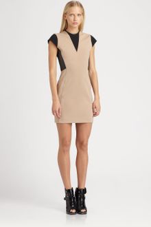 Cut 25 By Yigal Azrouel Leather-Trim Ponte Dress - Lyst