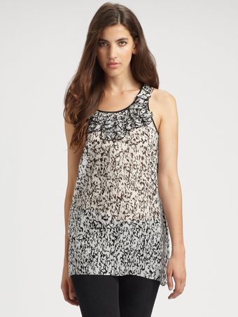 Cynthia Steffe Printed Ruffle Top - Lyst