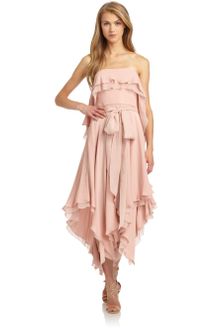 Halston Heritage Silk Chiffon Draped Handkerchief Dress - Lyst