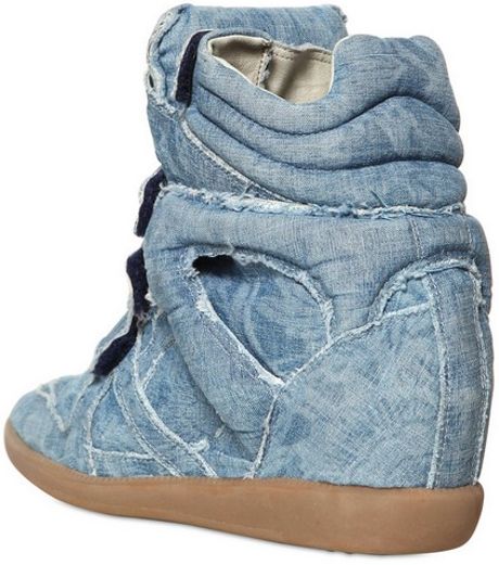denim wedge trainers