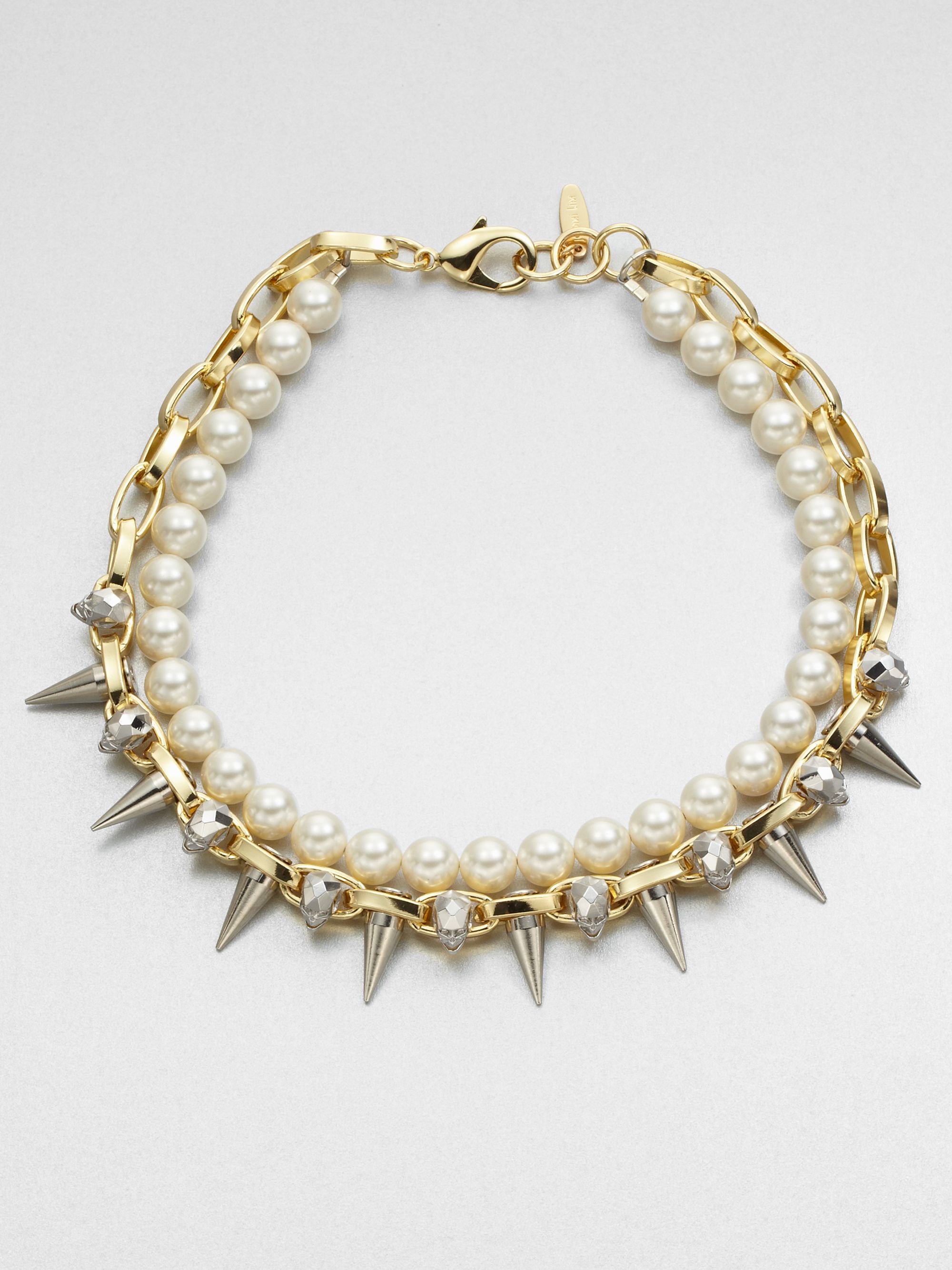 Joomi Lim Spike Swarovski Pearl Collar Necklace in Gold Lyst