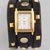 La Mer Collections Studded Wrap Rectangle Watch Black in Black (grey) - Lyst