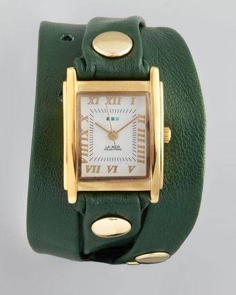 La Mer Collections Studded Wrap Rectangle Watch Green - Lyst