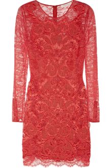 Matthew Williamson Rainbow Crochet Appliquéd Lace and Satin Dress - Lyst