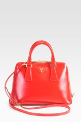 Prada Saffiano Vernice Small Round Top Handle Bag