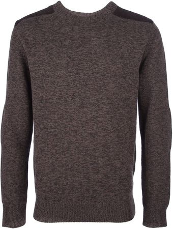 A.P.C. Leather Shoulder Knit Sweater - Lyst