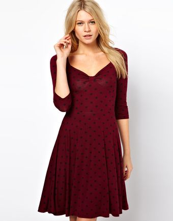 Asos Skater Dress in Spot with Sweethart Neck - Lyst