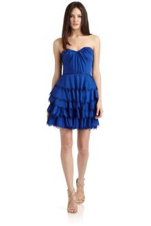 Rebecca Taylor Satin Tiered Eyelash Bustier Dress - Lyst