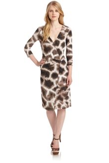 Roberto Cavalli Abstract Mock Wrap Dress - Lyst