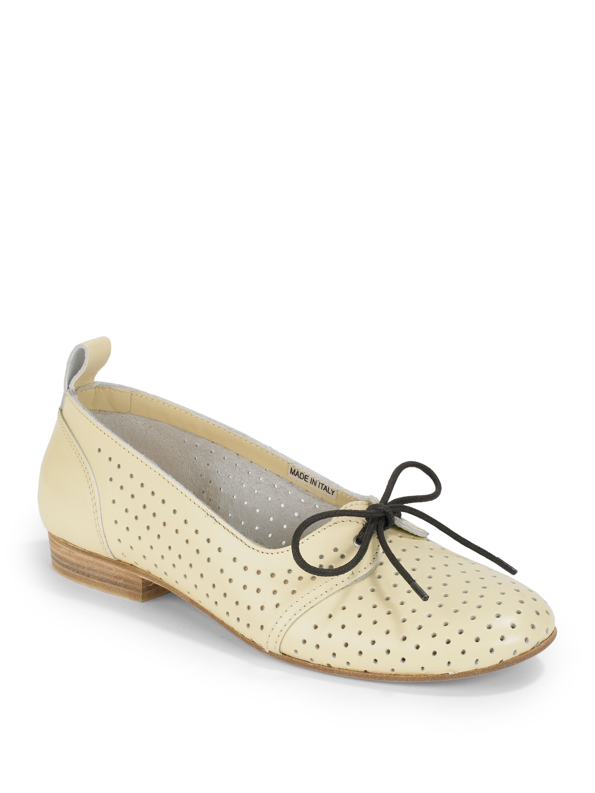 cream leather ballet pumps