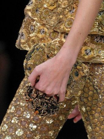 Alexander McQueen Gold Embroidery Silk Knucklebox Clutch - Lyst