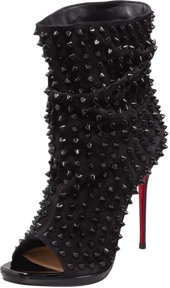 Christian Louboutin Guerilla Studded Opentoe Red Sole Bootie - Lyst