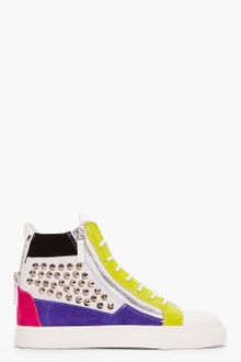 Giuseppe Zanotti White Multicolor Studded London Sneakers - Lyst