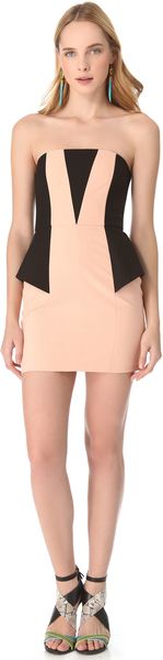 Mason by Michelle Mason Contrast Strapless Dress - Lyst