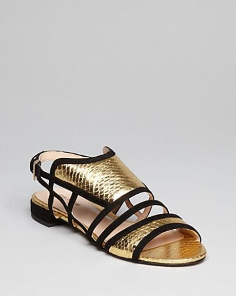 ... La Victoire Flat Gladiator Sandals Esetele in Gold (gold black) | Lyst