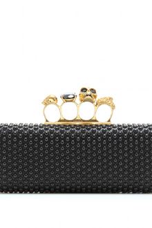 Alexander McQueen Skull Knuckle Studded Leather Box Clutch - Lyst