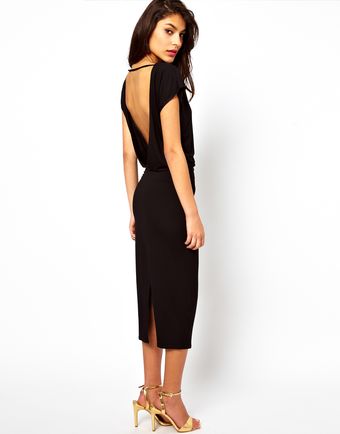 ASOS Collection Midi Dress with Deep V Back - Lyst