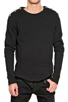 Balmain Cotton Fleece Biker Sweatshirt - Lyst