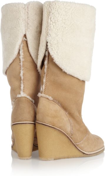 shearling wedge boots