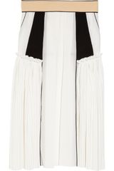 Chloé Pleated Silk Crepe De Chine Midi Skirt