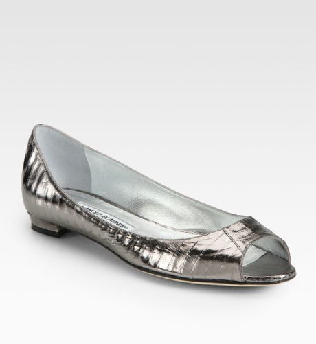 silver and black flats