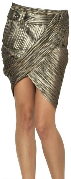Anthony Vaccarello Pleated Lurex On Silk Georgette Skirt - Lyst