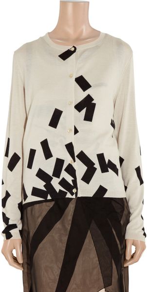 bottega veneta brickprint and silkblend cardigan in black lyst bottega veneta brickprint and silkblend cardigan in black lyst