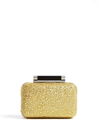Diane Von Furstenberg Gold Crystal Small Tonda Box Clutch - Lyst