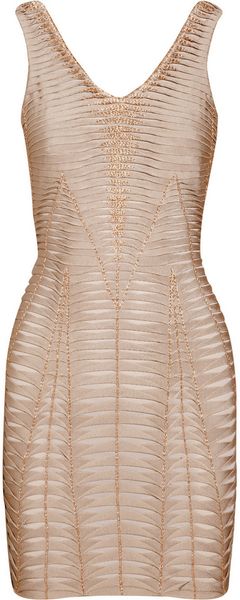 Hervé Léger Embroidered Bandage Dress - Lyst